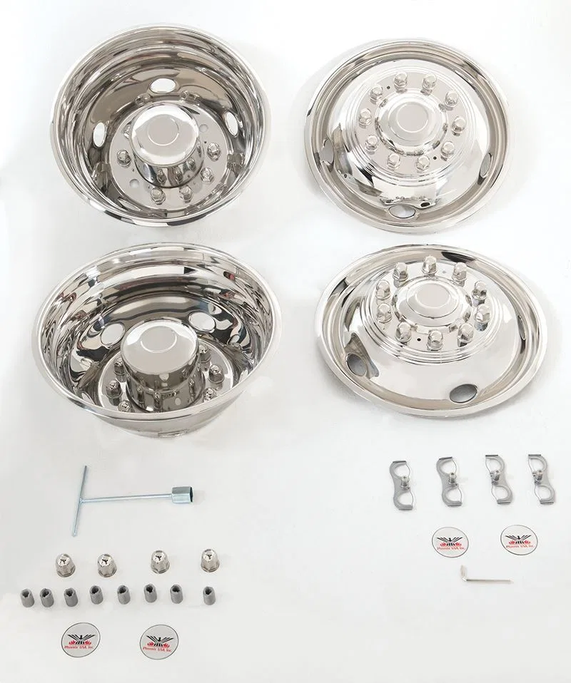 ND1912 – PHOENIX USA Wheel Simulator, Fits 19-1/2 Inch Diameter 10 Lug Wheels Front And Rear Polished Stainless Steel...